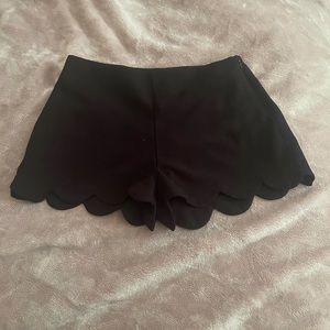 Scalloped Black Shorts